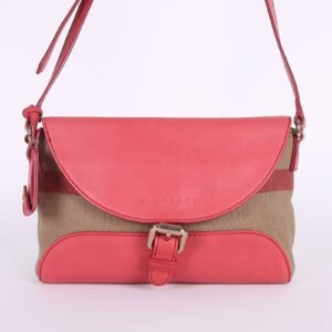 Burberry - Henham Canvas Check & Leather Crossbody Raspberry