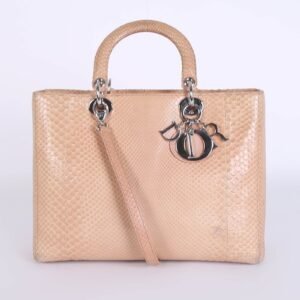 Dior - Lady Dior Large Python Leather Beige
