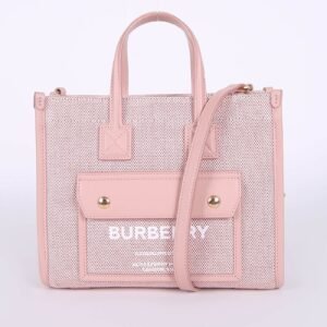 Burberry - Freya Mini Canvas & Leather Bag Bright Red/Dusky Pink