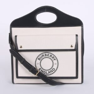 Burberry - Pocket Bag Medium Canvas & Leather Natural/Black