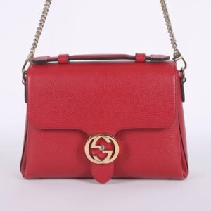 Gucci - GG Interlocking Leather Chain Top Handle Bag Red