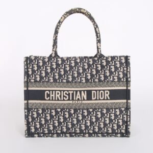 Dior - Dior Book Medium Oblique Embroidery Tote Navy