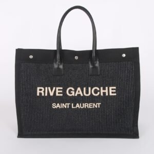 Saint Laurent - Rive Gauche Large Raffia Tote Black