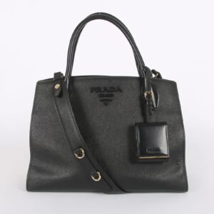 Prada - Monochrome Saffiano Leather Calfskin Sides Bag Nero