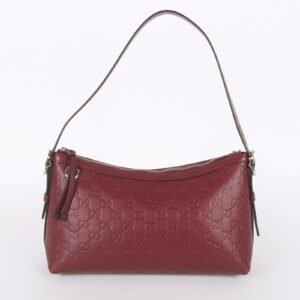Gucci - Emblem Medium GG Embossed Calfskin Shoulder Bag Burgundy