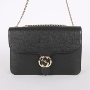 Gucci - GG Interlocking Leather Chain Shoulder Bag Nero